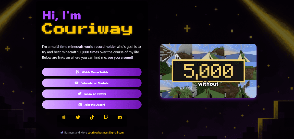 Creator Portfolio β Example of a custom landing page